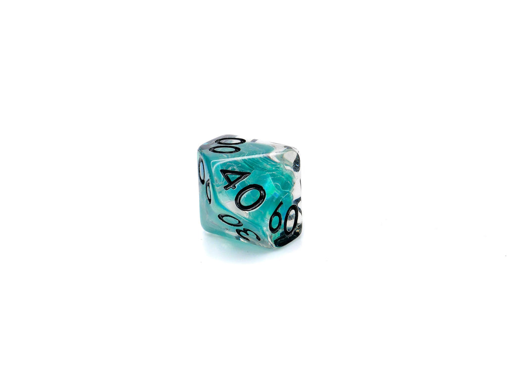 Teal Iceberg DnD Dice Set: 7 Piece Glitter Resin RPG Dice