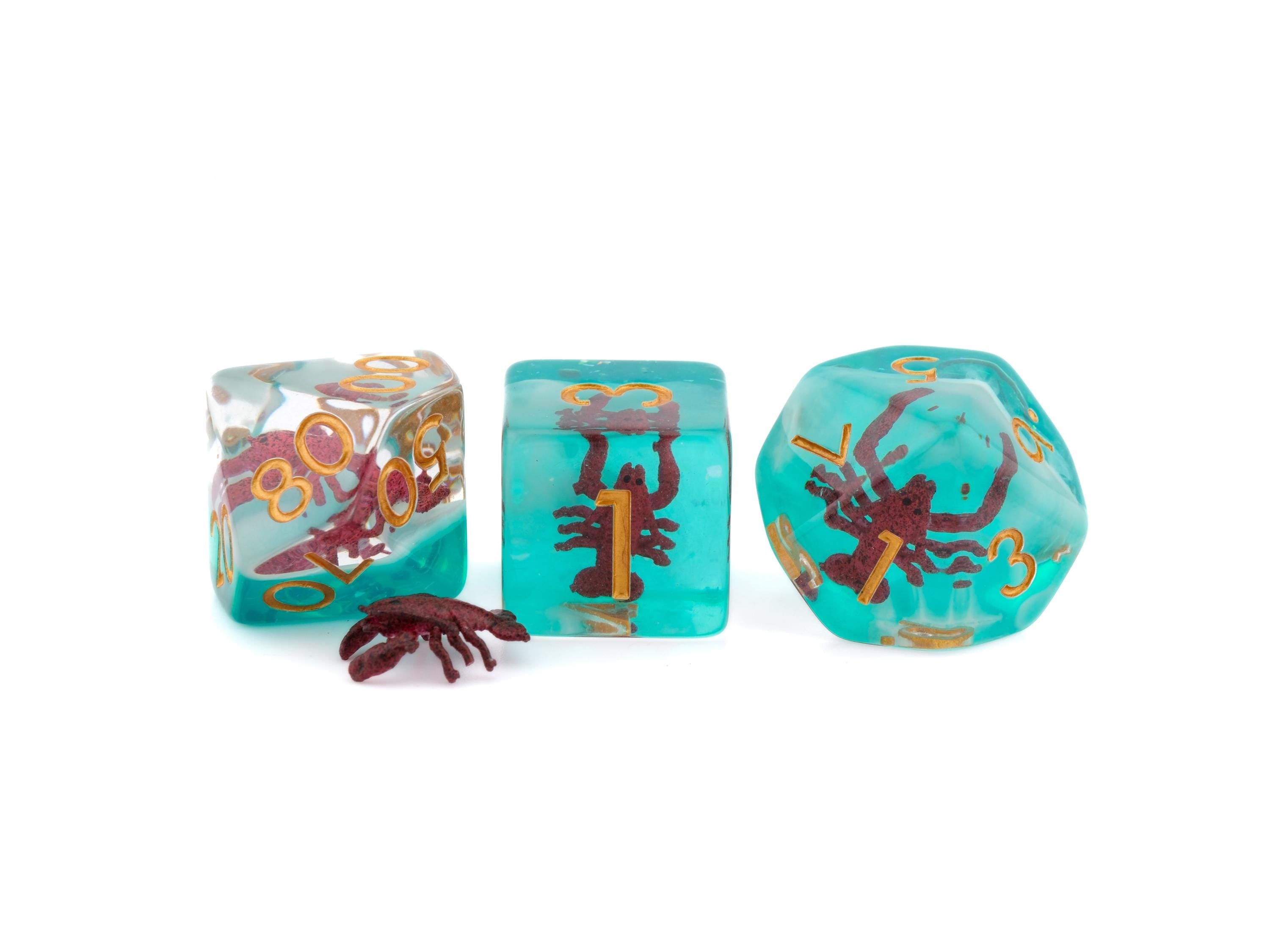 Lobster Resin DnD Dice Set: 7-Piece Crustacean RPG Dice