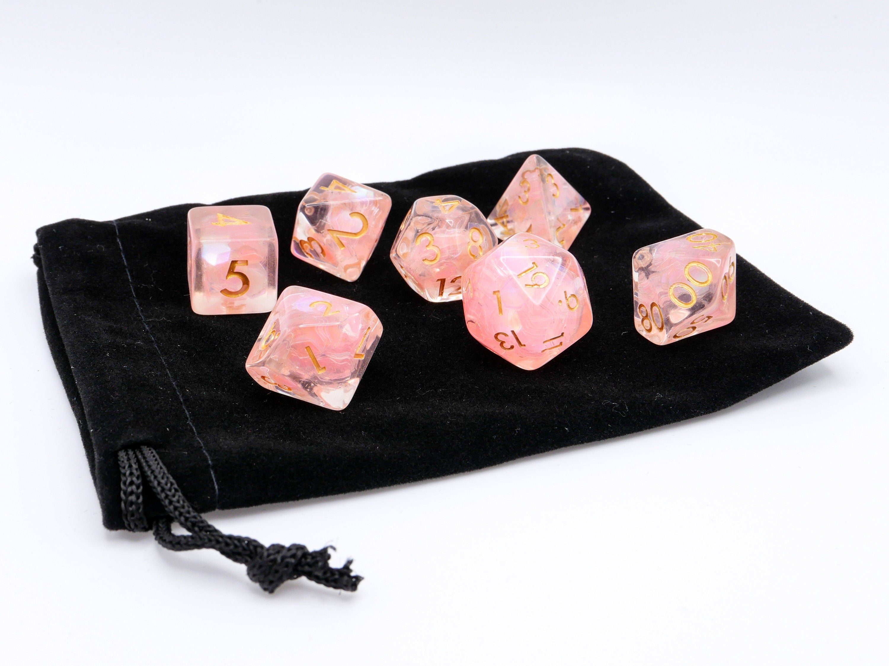 Flamingo Storm Resin DnD Dice Set: 7-Piece RPG Dice