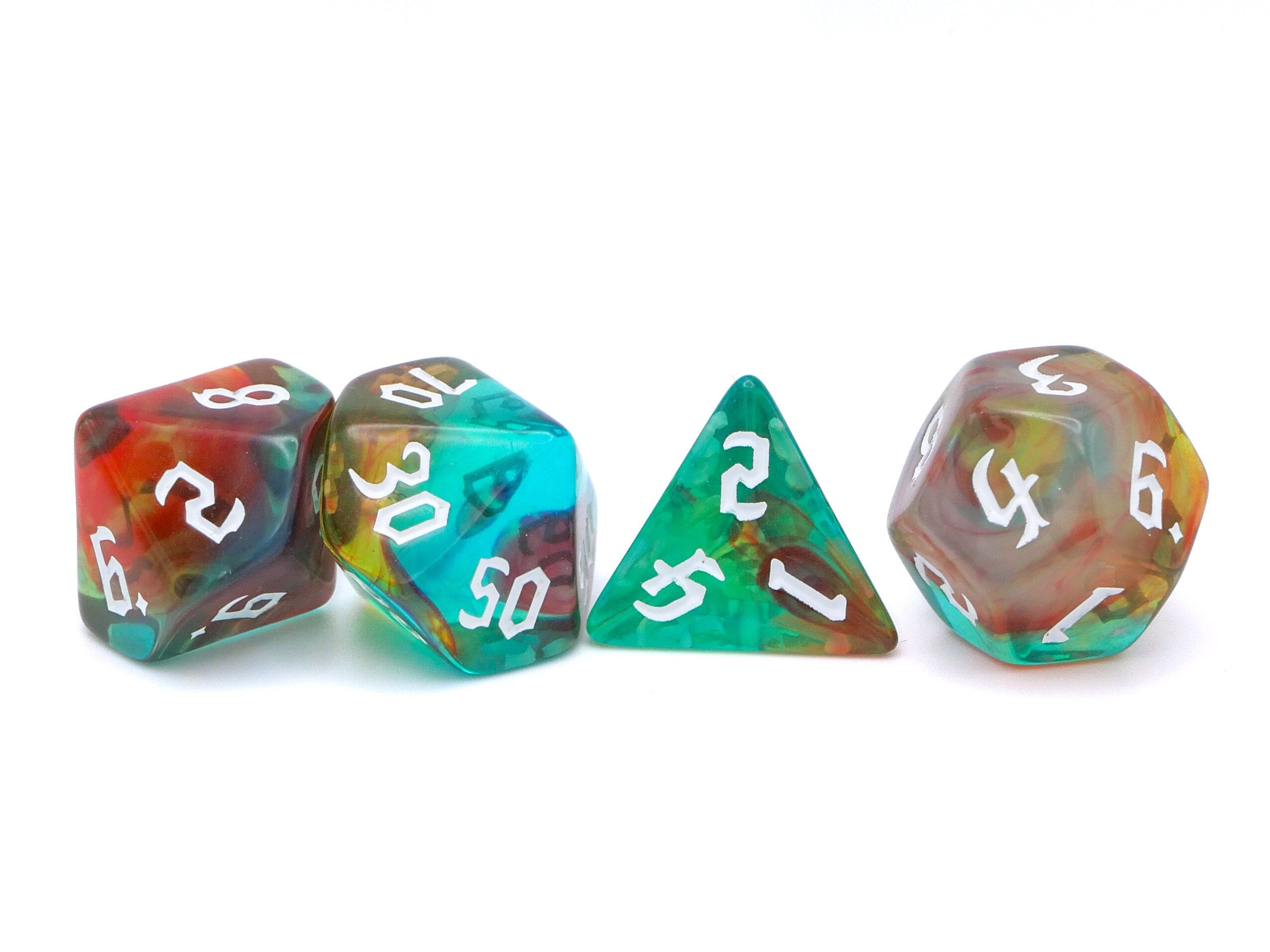 Elemental Spectrum Acrylic DnD Dice Set: 7 Piece RPG Dice