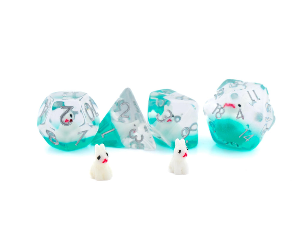Bunny DnD Dice Set: 7 Piece Resin RPG Dice