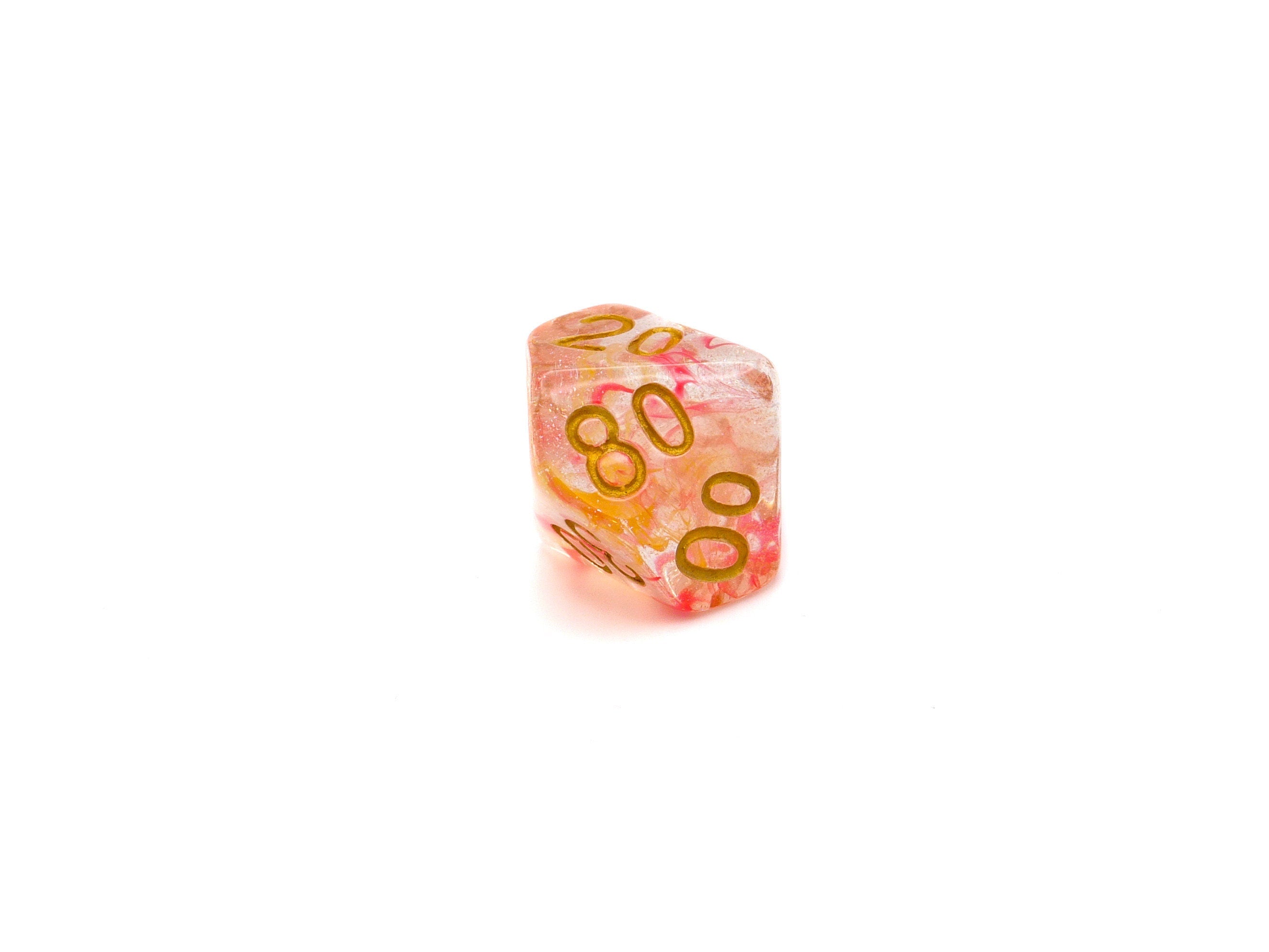 Peach Swirl Resin DnD Dice Set: 7 Piece RPG Dice