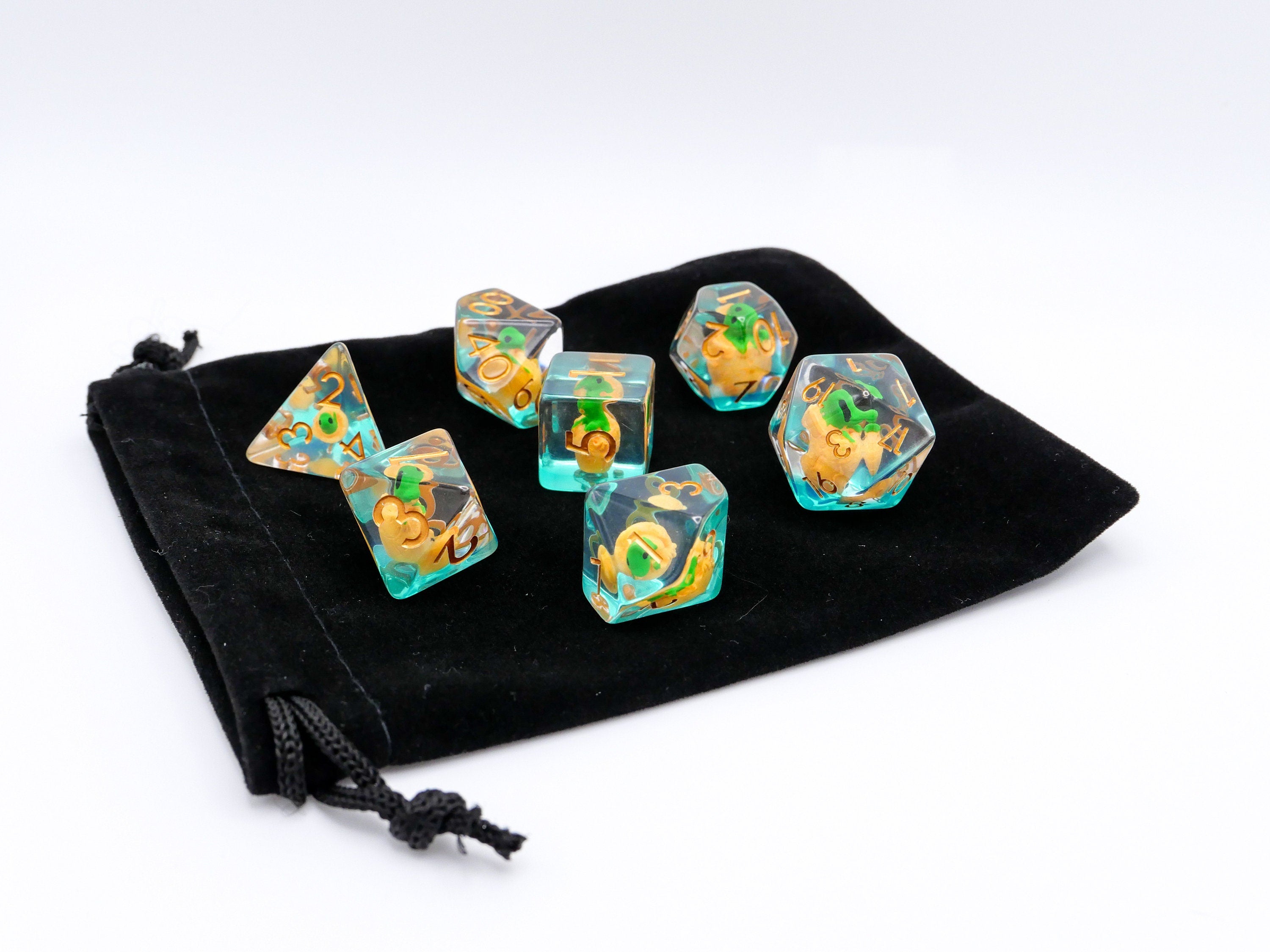 Dragon Egg DnD Dice Set - 7 Piece RPG Dice -  Hatchling Green Dragon - Ideal for Tabletop RPGs - Fantasy Gaming Gift | Nerdy Gift