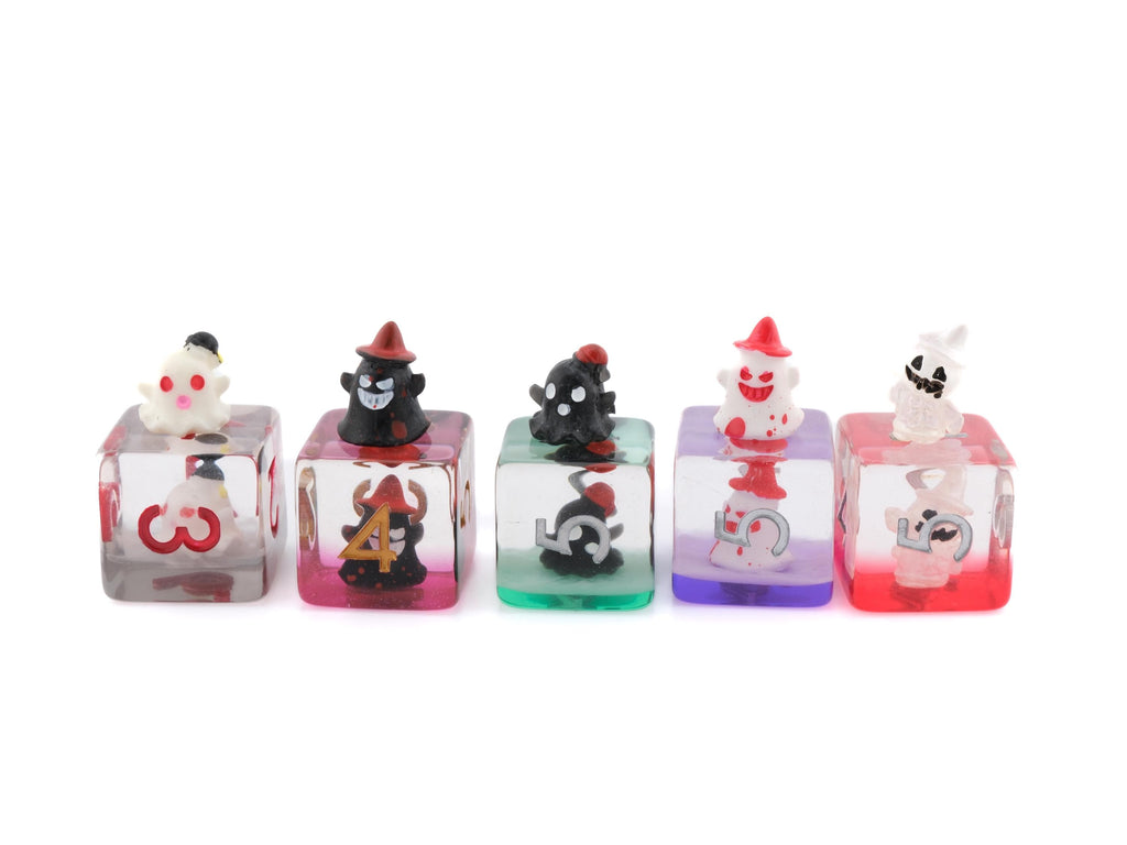 Ghost Resin DnD Dice Set: 7 Piece Spirit RPG Dice