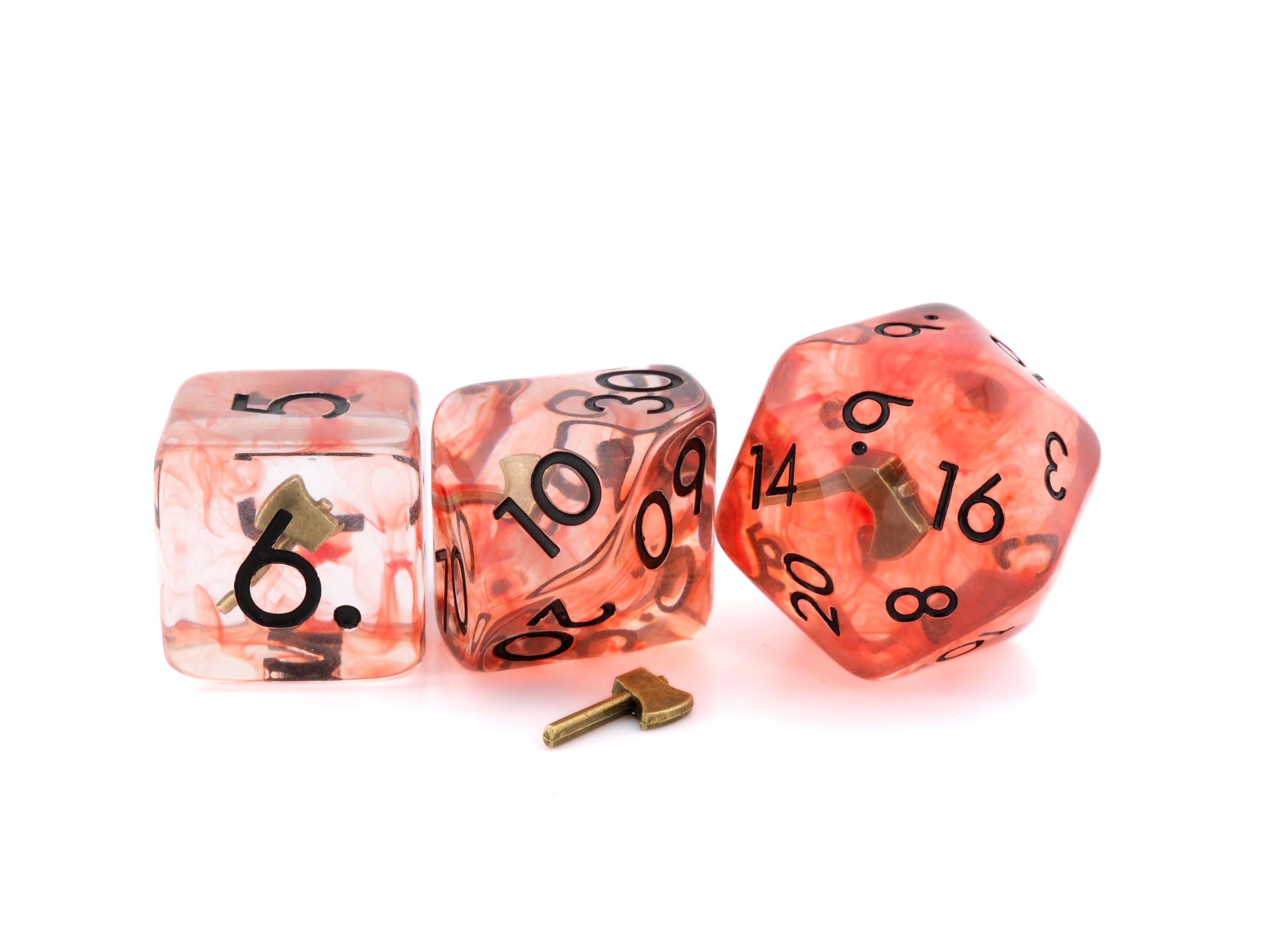 Axe Resin DnD Dice Set: 7 Piece Medieval RPG Dice