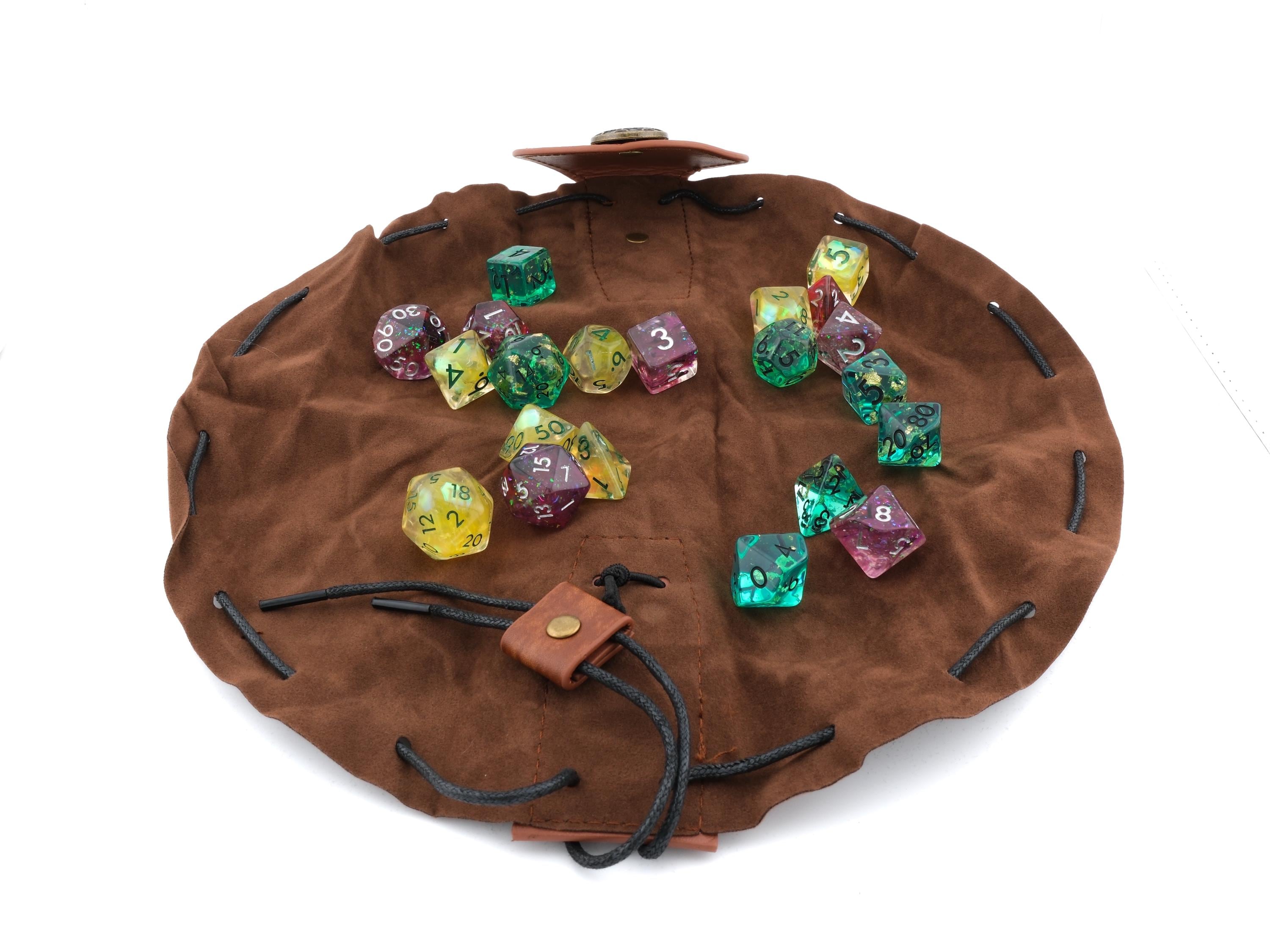 Nordic Leather and Velvet Dice Bag: Converts to Rolling Mat for Dungeons and Dragons