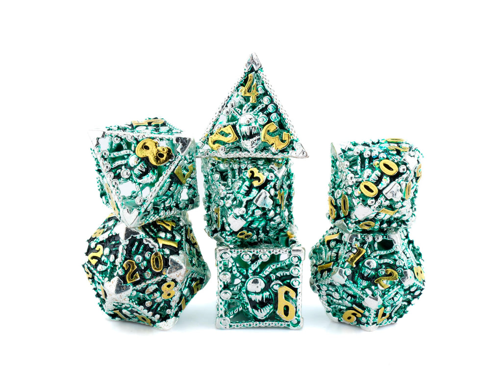 Beholder Hollow Metal DnD Dice Set: 7-Piece Spectator RPG Dice