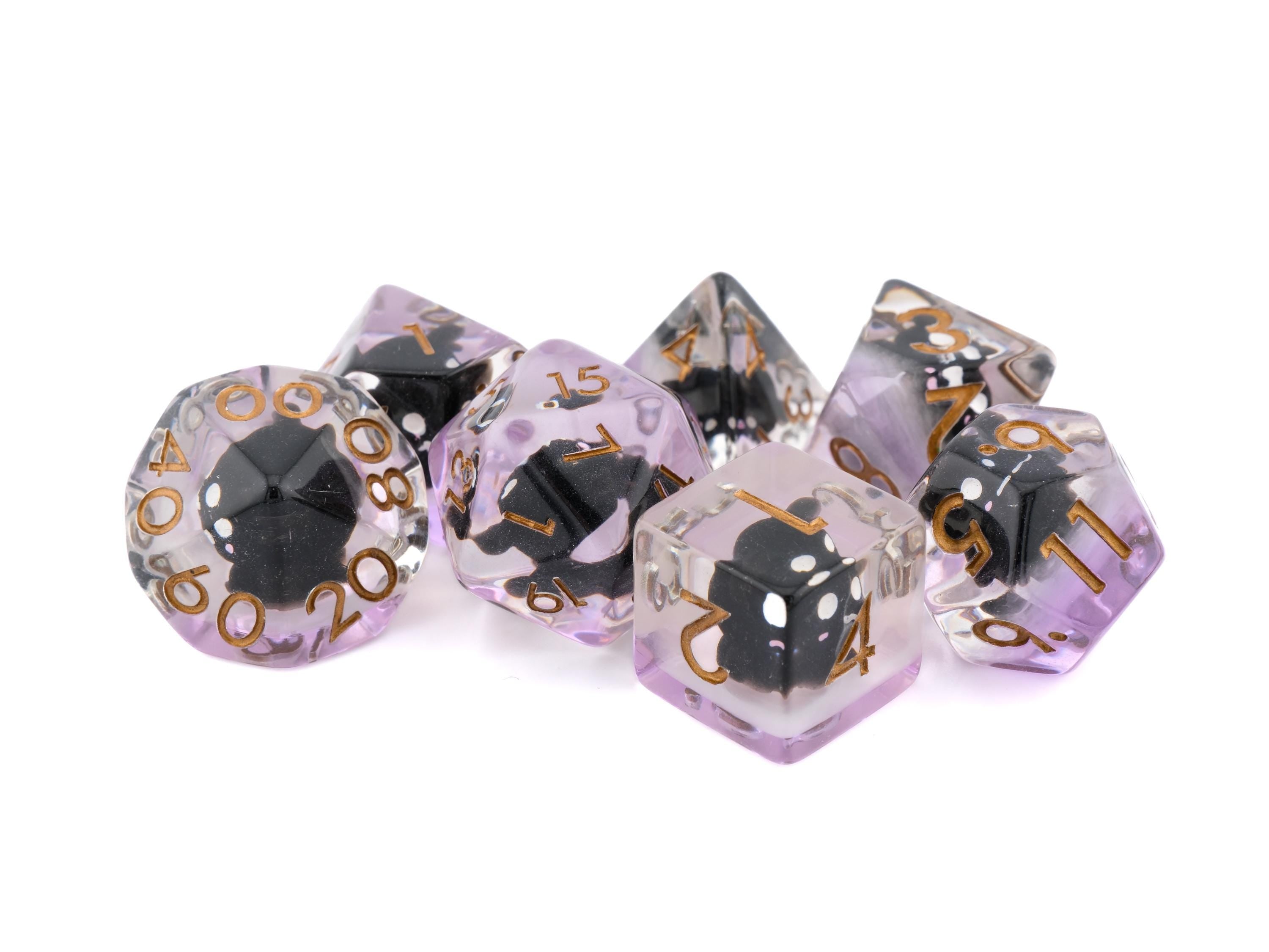 Vampire Bat Resin DnD Dice Set: 7-Piece Bloodsucking Animal RPG Dice