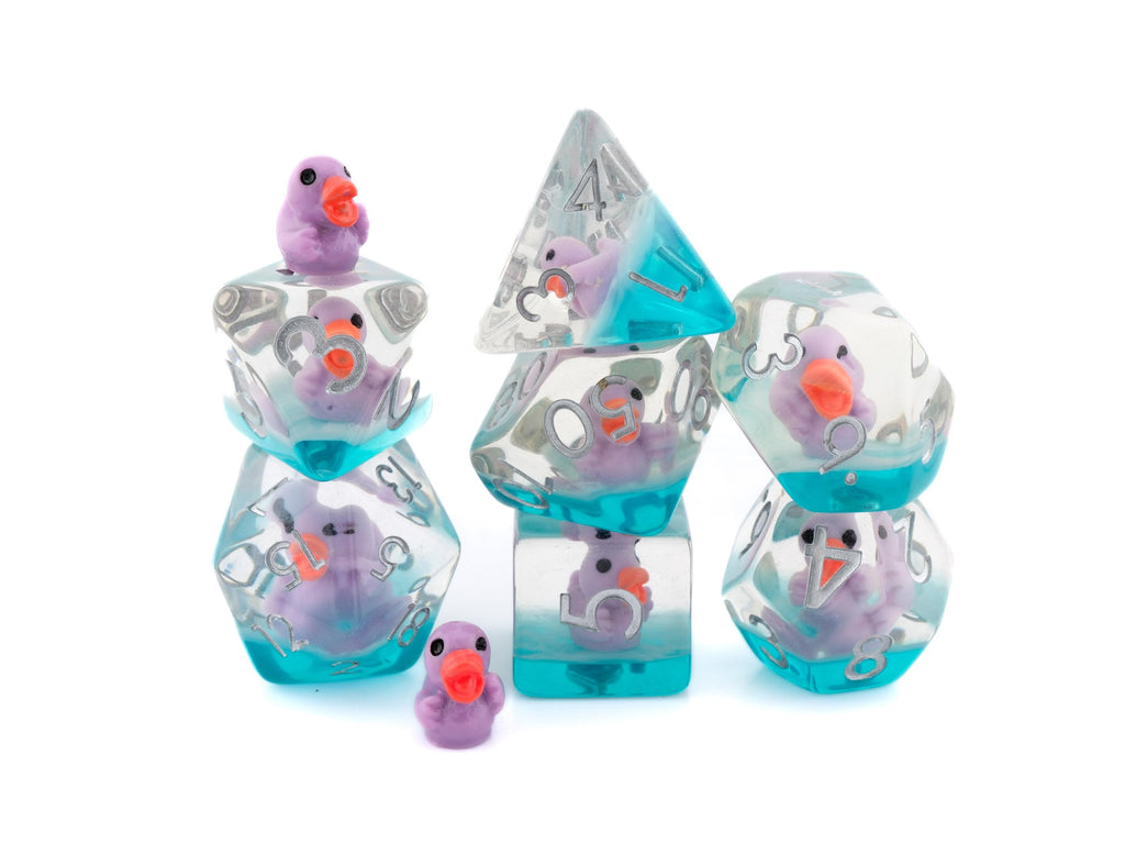 Rubber Duck Resin DnD Dice Set: 7-Piece Bird RPG Dice