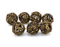 Round Dragon Hollow Metal DnD Dice Set: 7 Piece Orb RPG Dice
