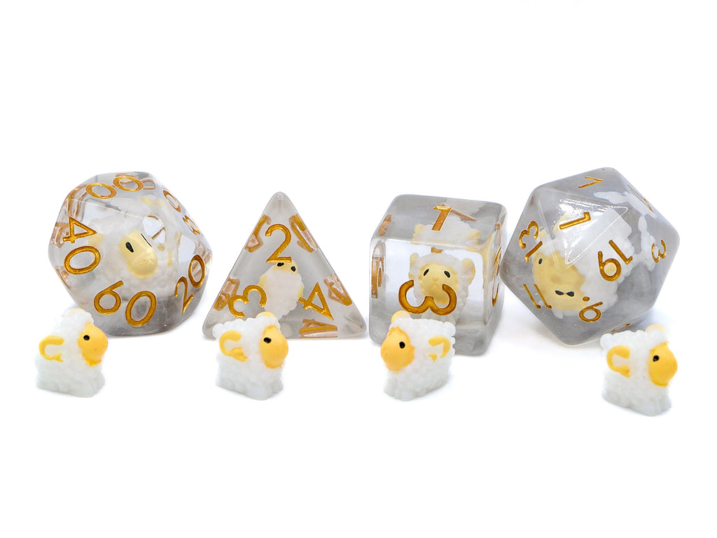 Sheep DnD Dice Set: 7-Piece Resin RPG Dice