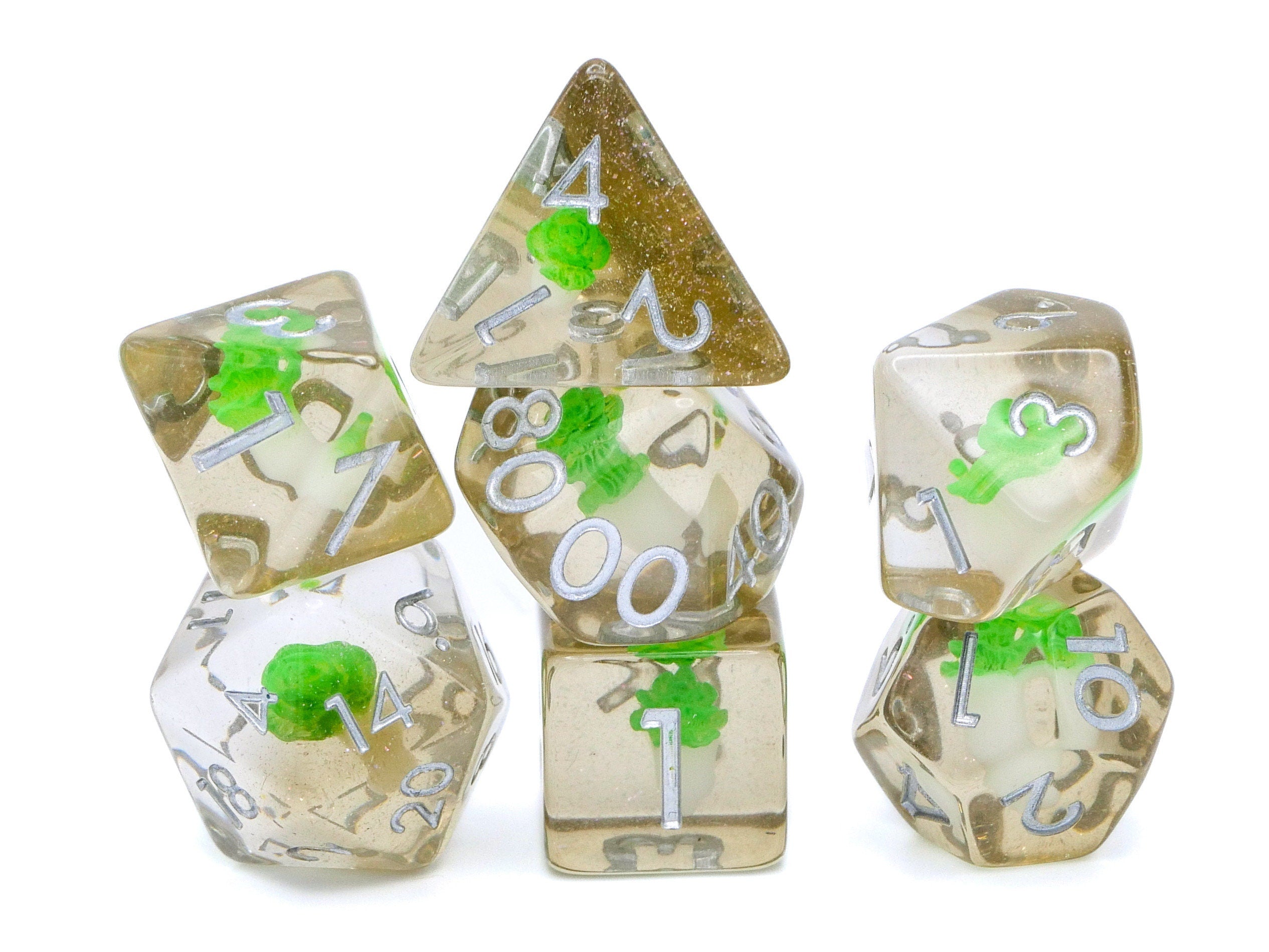 Cabbage Resin DnD Dice Set: 7 Piece Vegetable RPG Dice