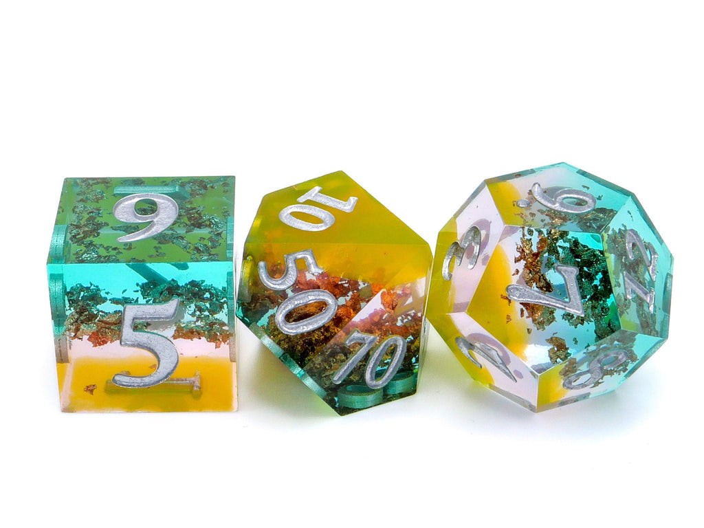 Nature's Bliss Sharp Edge Resin DnD Dice Set: 7 Piece RPG Dice