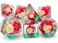Apple Resin DnD Dice Set: 7 Piece Bitten Fruit RPG Dice