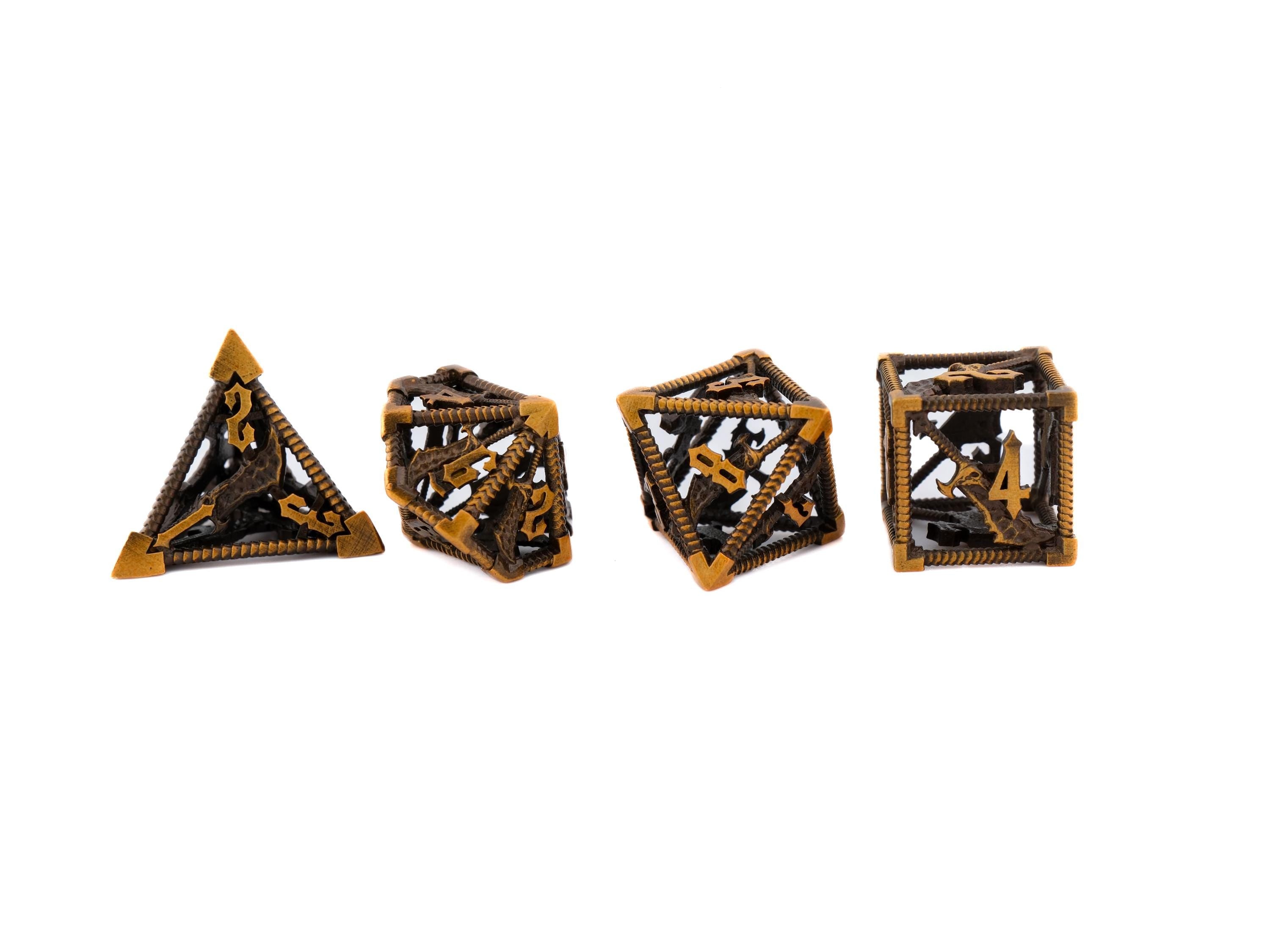 Blades Of Chaos Hollow Metal DnD Dice Set: 7 Piece God Of War RPG Dice