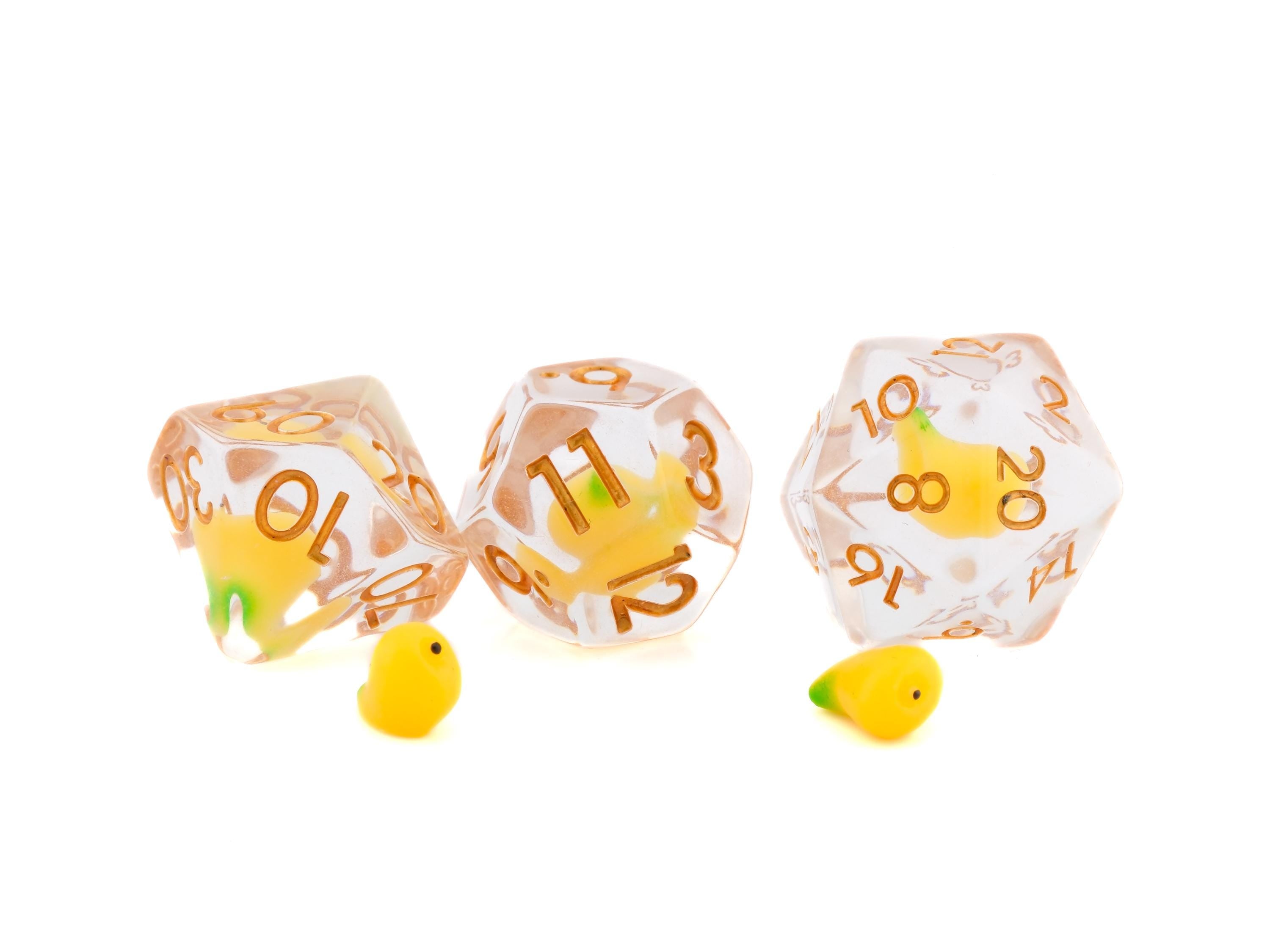 Mango Resin DnD Dice Set: 7-Piece Fruit RPG Dice