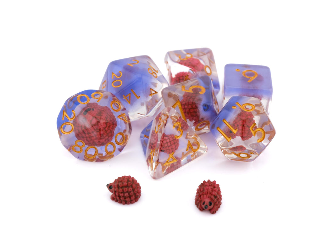 Hedgehog Resin DnD Dice Set: 7 Piece Animal RPG Dice