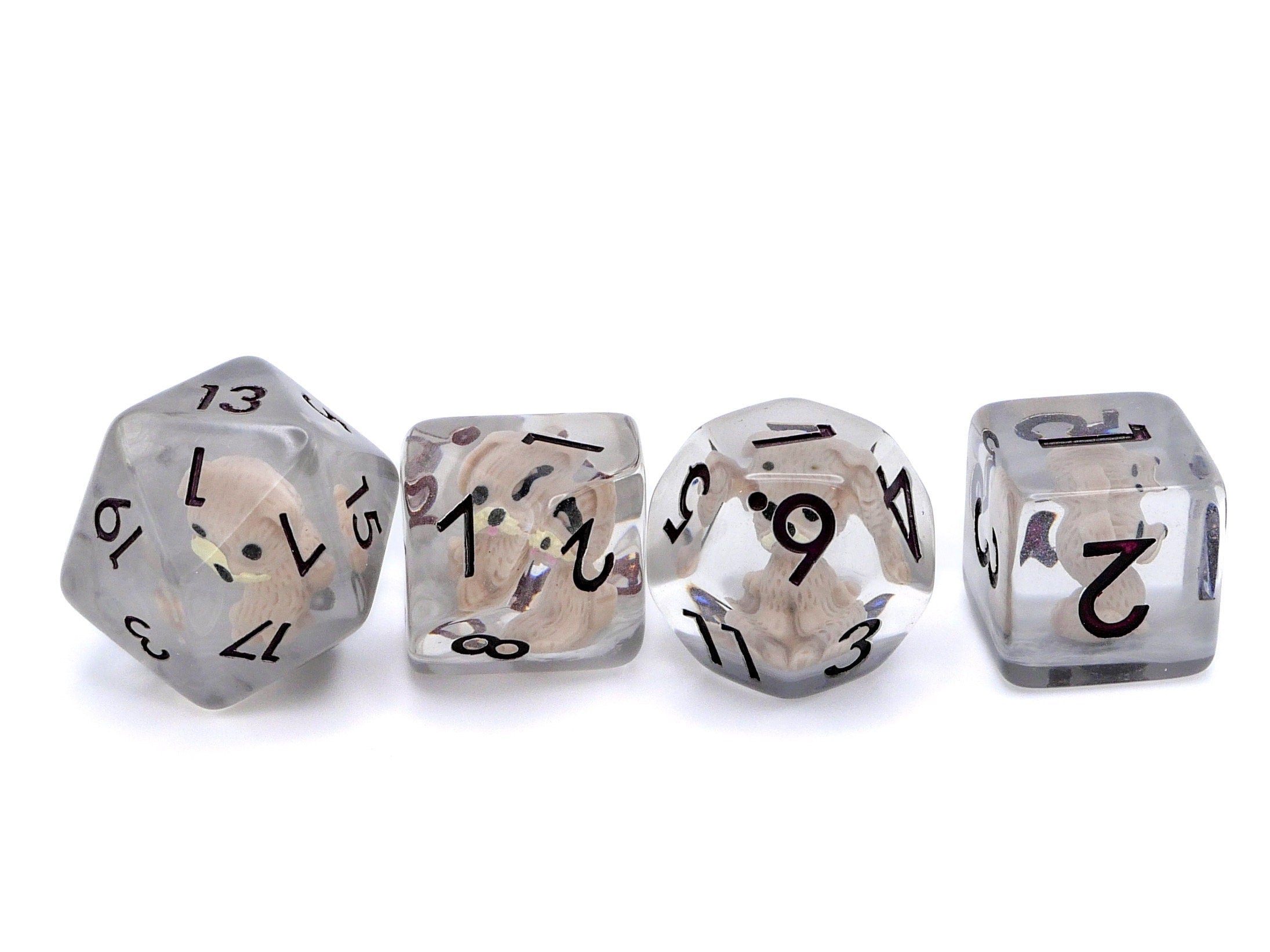 Puppy Resin DnD Dice Set: 7 Piece Dog RPG Dice
