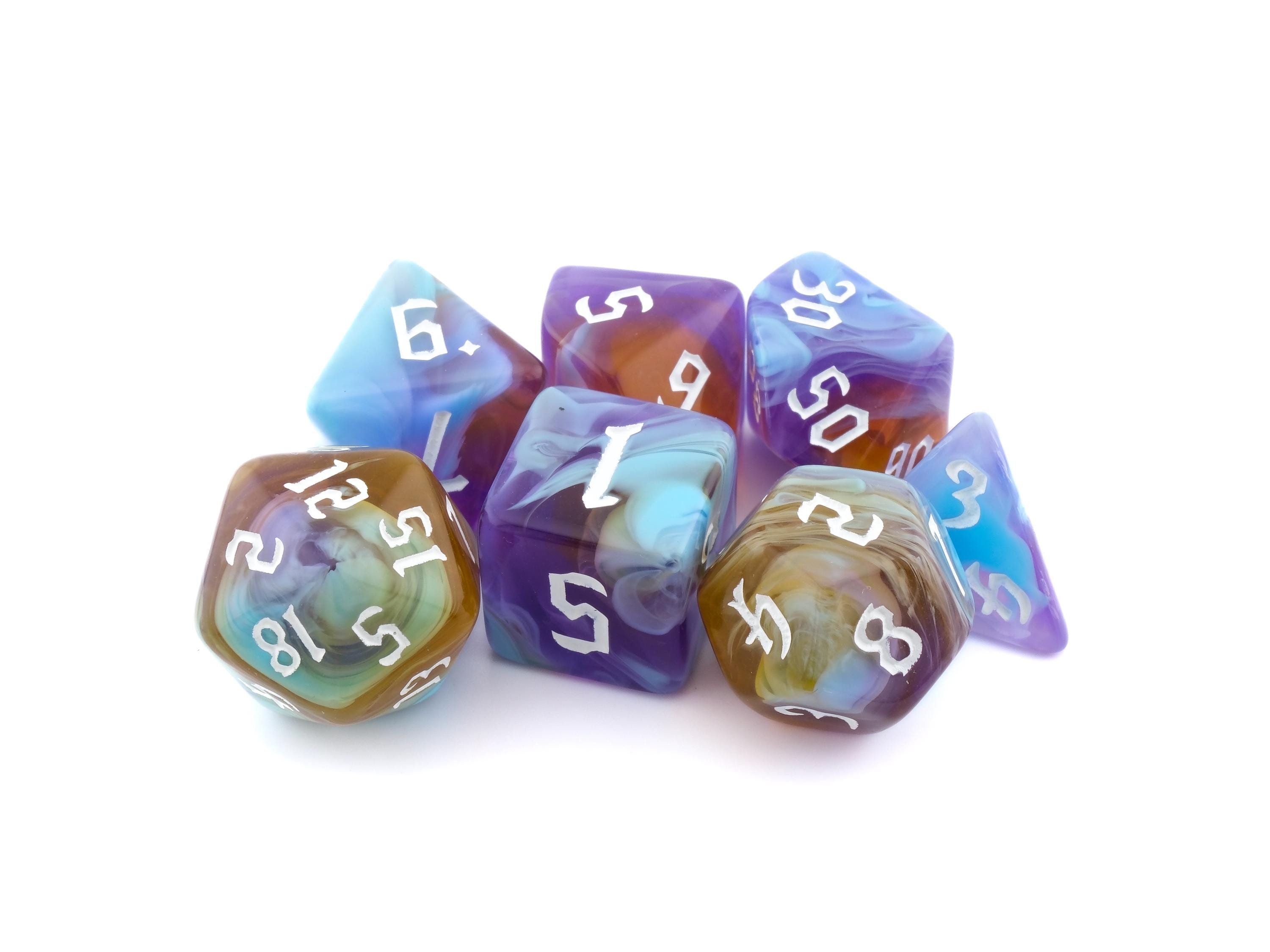 Ethereal Blaze Acrylic DnD Dice Set: 7 Piece RPG Dice