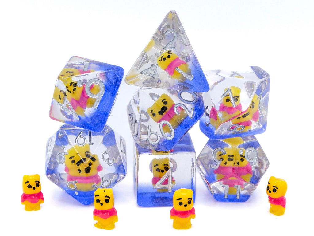 Winnie the Pooh Bear DnD Dice Set: 7 Piece Resin RPG Dice