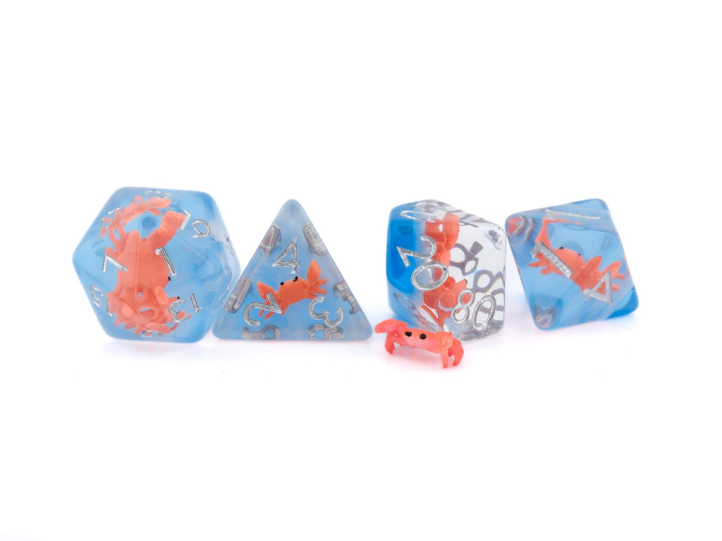 Crab Resin DnD Dice Set: 7 Piece Clawed Crustacean RPG Dice