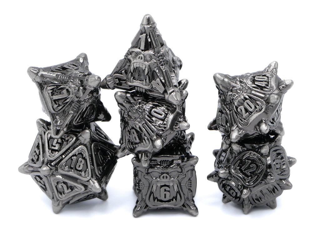 Orc Metal DnD Dice Set: 7 Piece Monster RPG Dice