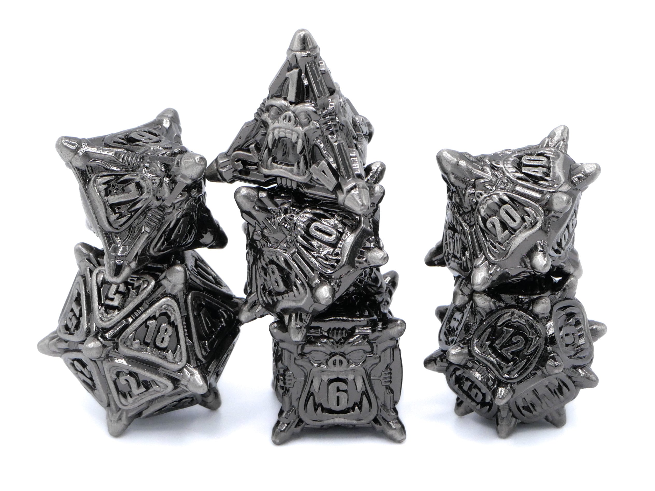 Orc Metal DnD Dice Set: 7 Piece Monster RPG Dice