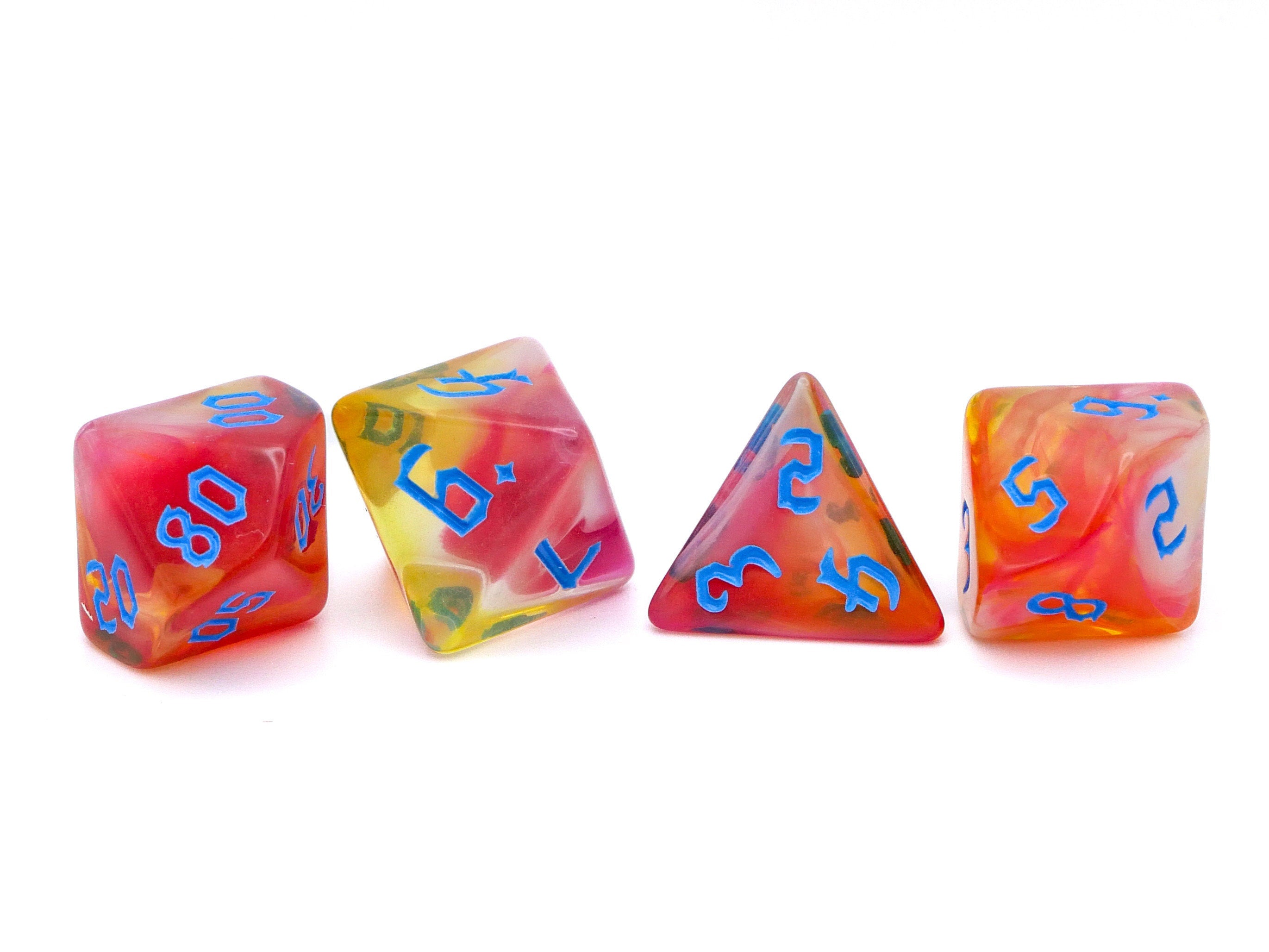 Sunset Carnival Acrylic DnD Dice Set: 7 Piece RPG Dice