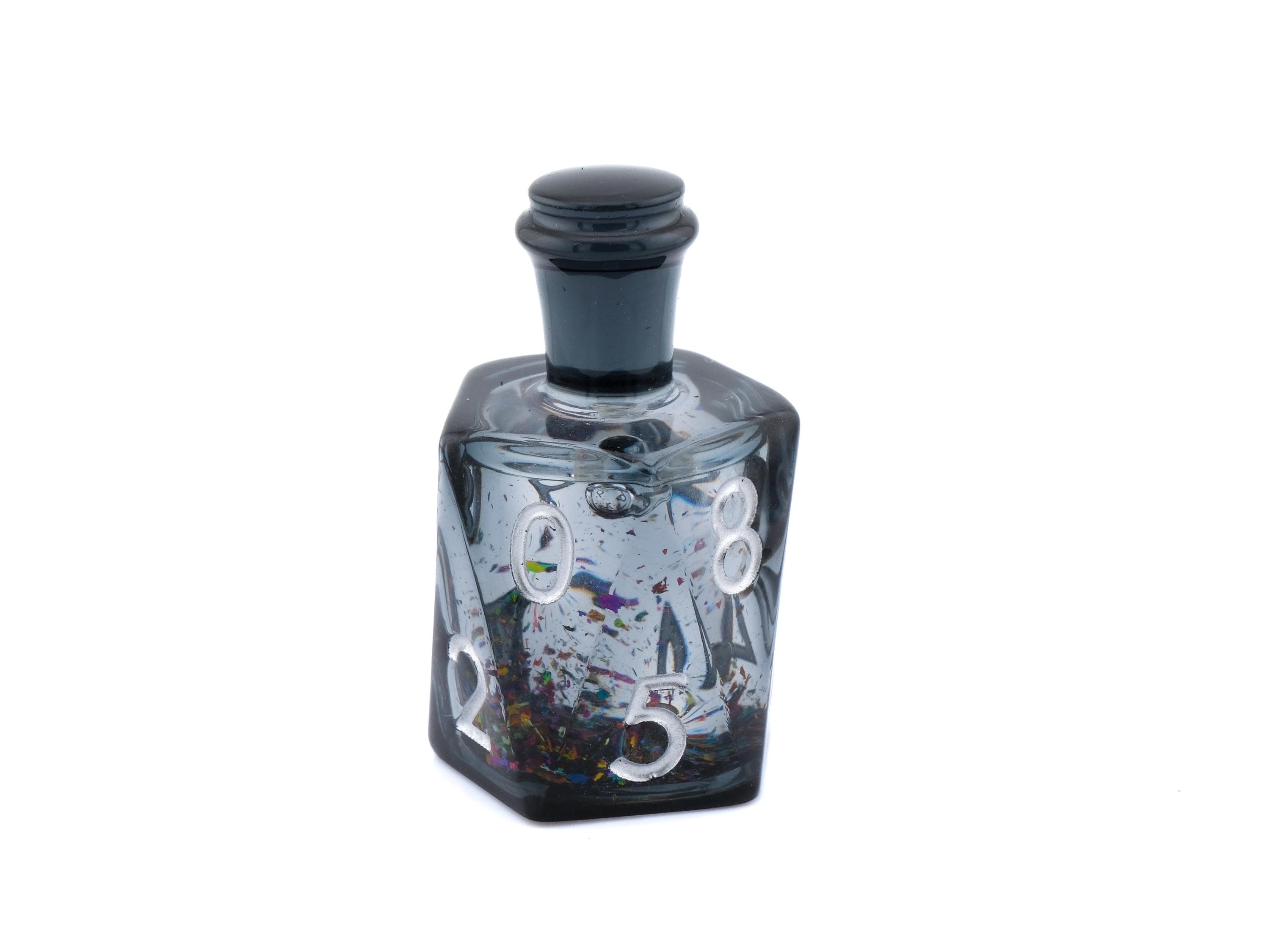 Onyx Potion Bottle Resin Liquid Core DnD Dice Set: 7-Piece Void RPG Dice