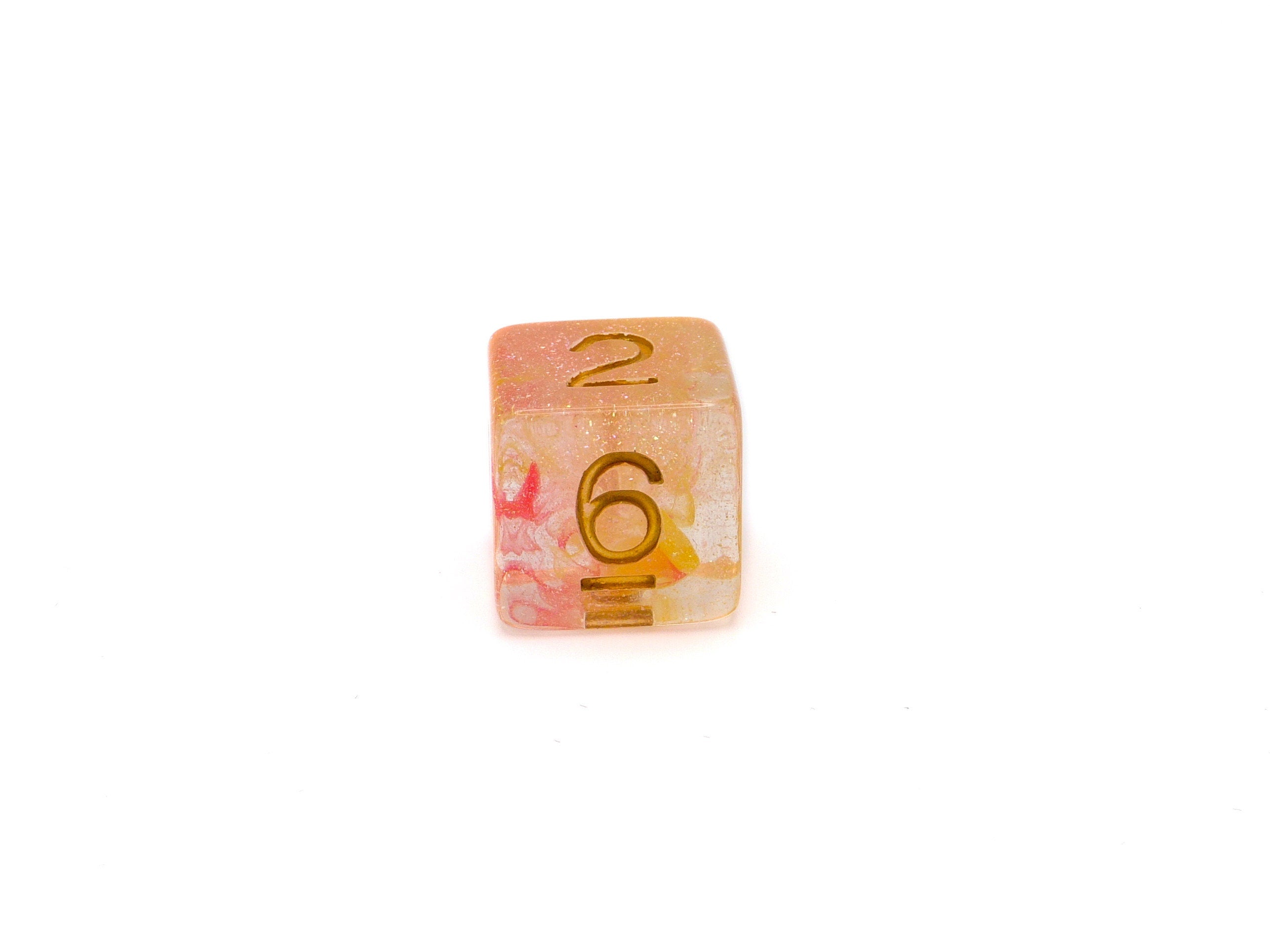 Peach Swirl Resin DnD Dice Set: 7 Piece RPG Dice
