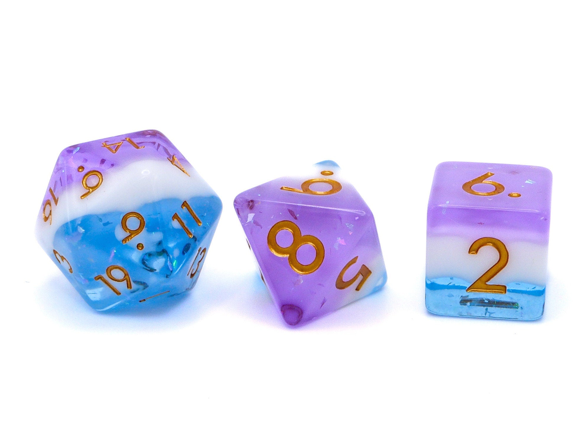 Taffy Swirl Resin DnD Dice Set: 7 Piece RPG Dice