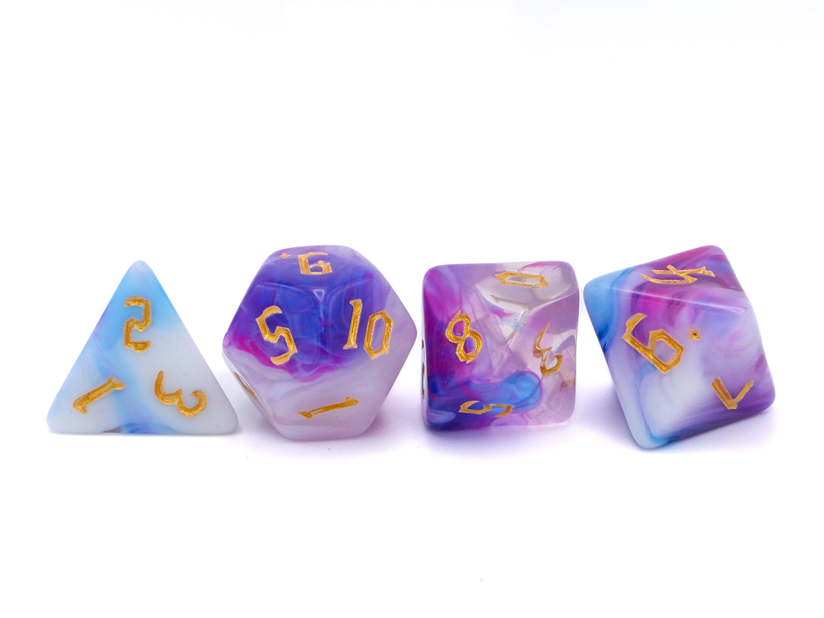 Dream Cascade Acrylic DnD Dice Set: 7 Piece RPG Dice