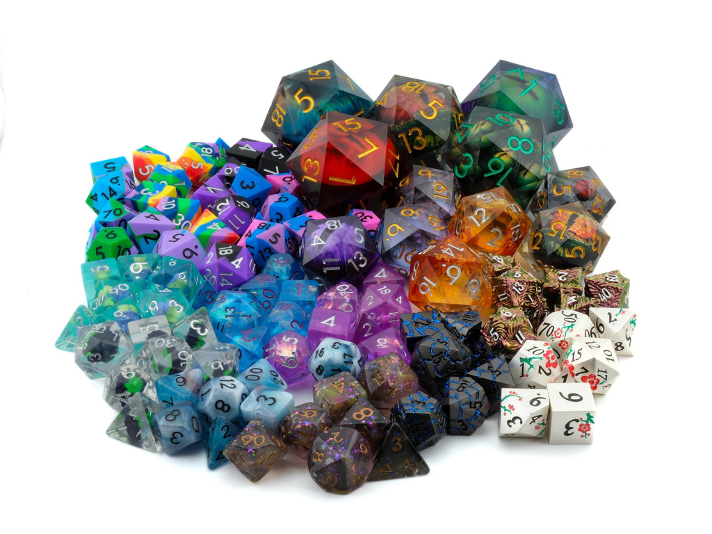 Mystery DnD Dice Set: Resin, Metal, Silicone, 7 Piece, Large D20 RPG Dice