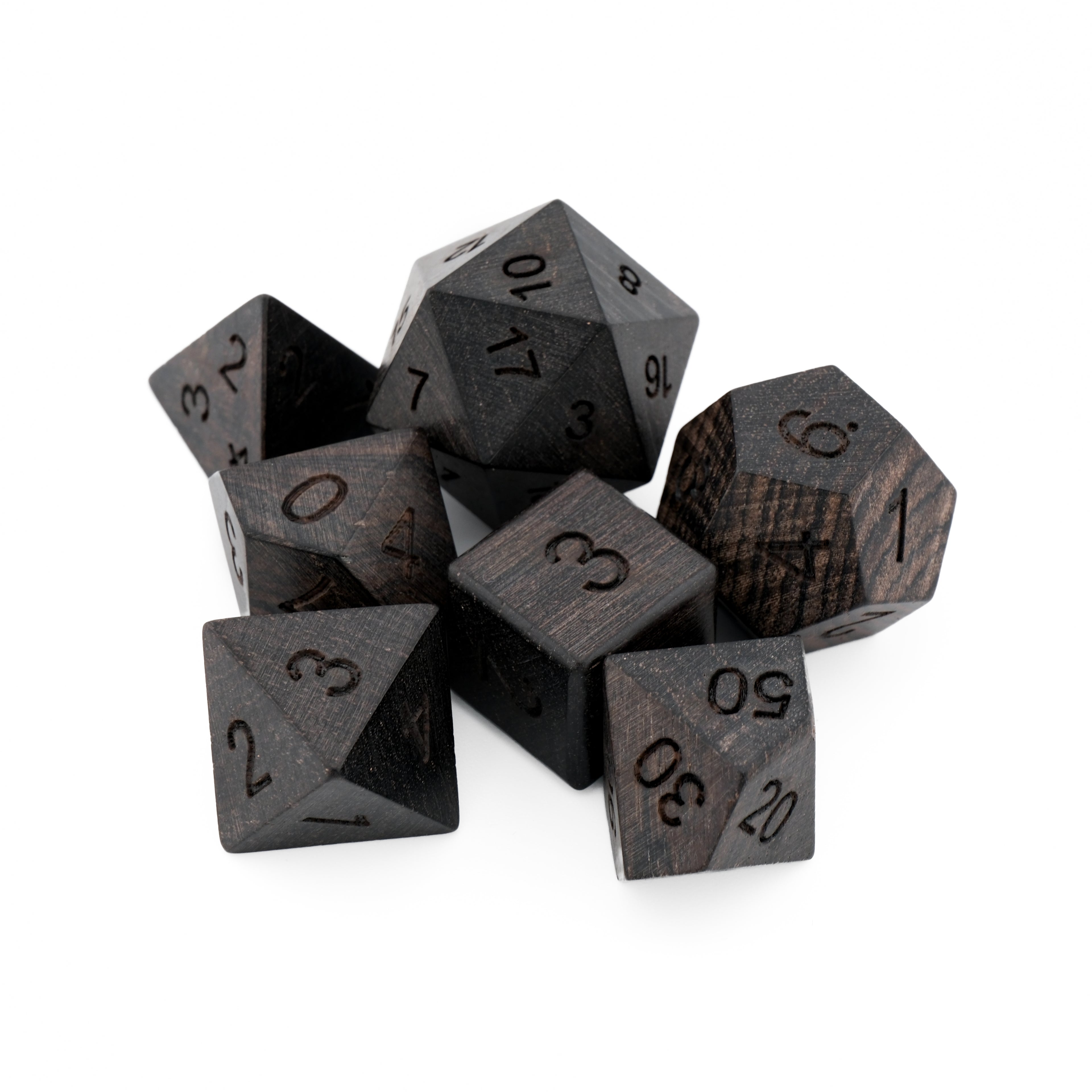 Gothic Dark Wood RPG Dice Set - Ebonized Finish for D&D & Tabletop
