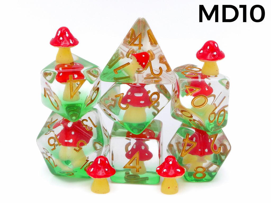 Mushroom Reain DnD Dice Set: 7 Piece Fungus RPG Dice, 10+ Colors