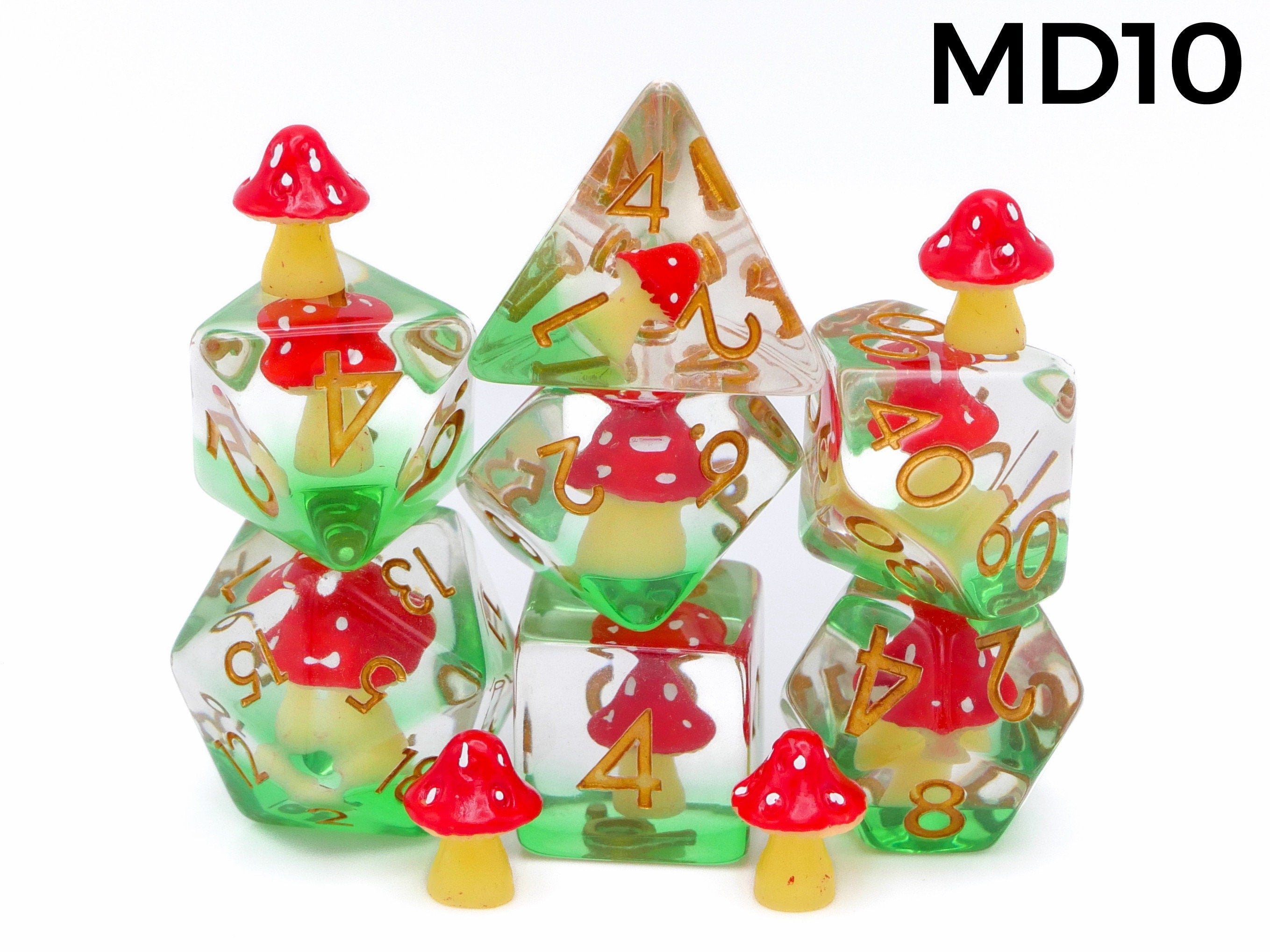 Mushroom Reain DnD Dice Set: 7 Piece Fungus RPG Dice, 10+ Colors