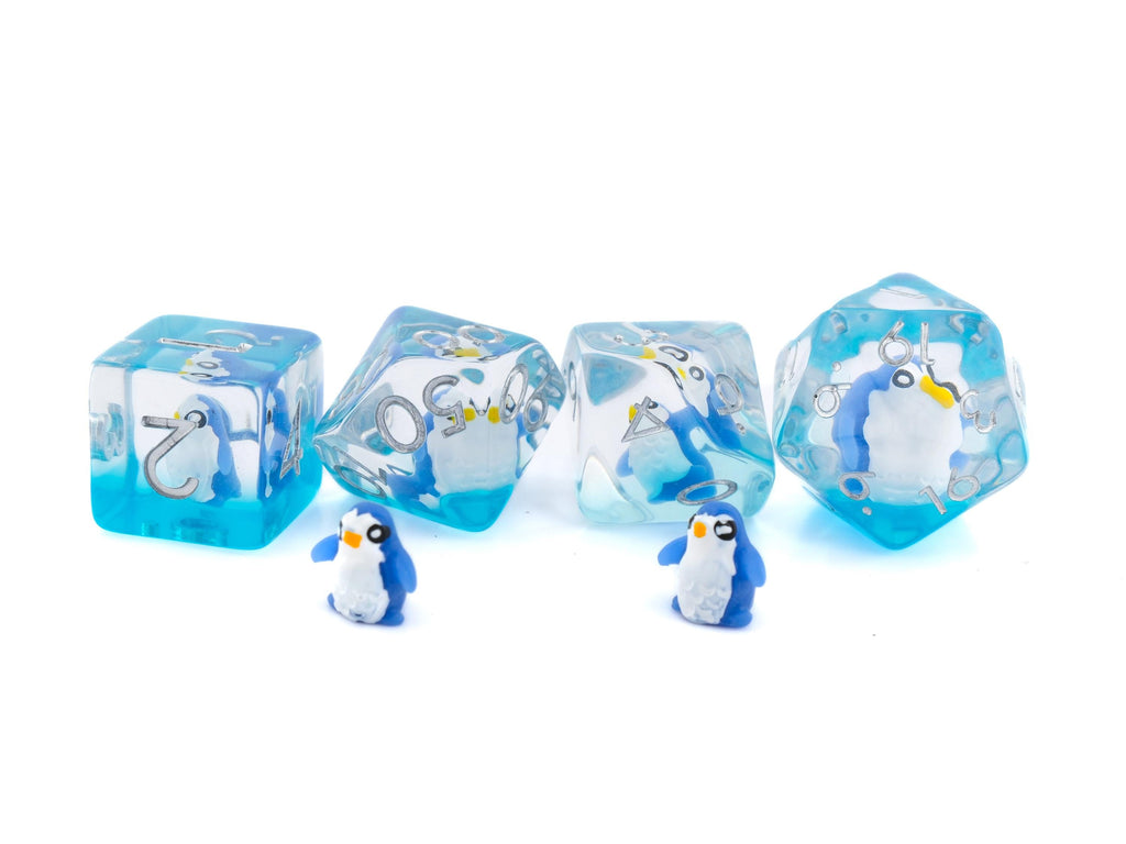 Penguin Resin DnD Dice Set: 7 Piece Arctic  Bird RPG Dice