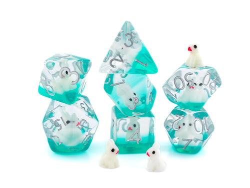 Bunny DnD Dice Set: 7 Piece Resin RPG Dice