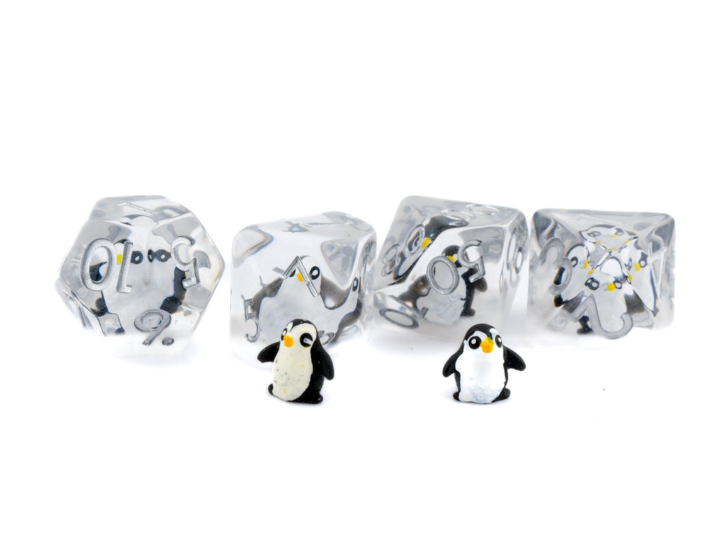 Penguin Resin DnD Dice Set: 7 Piece Arctic  Bird RPG Dice