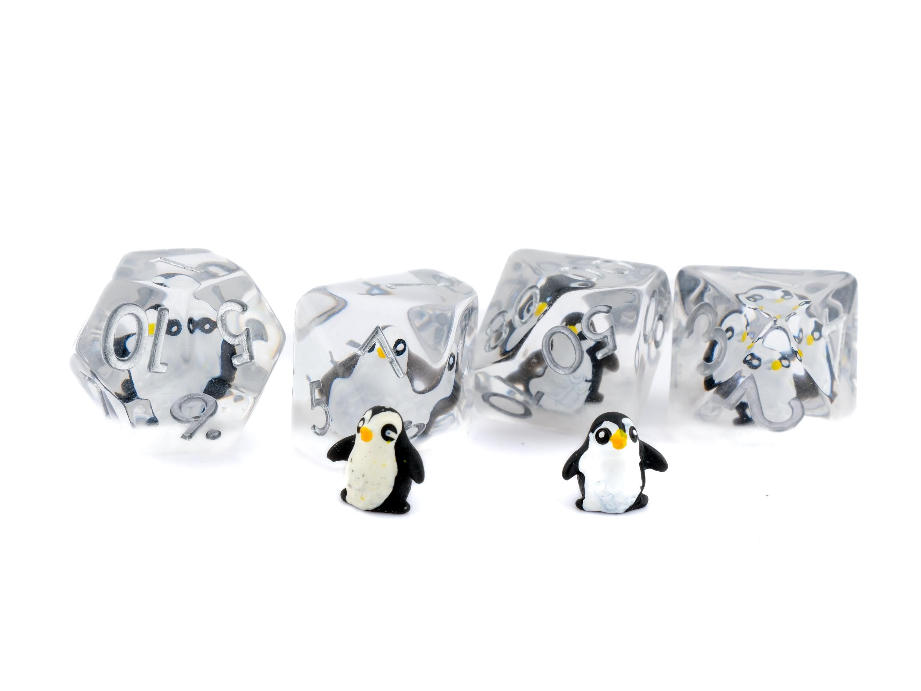 Penguin Resin DnD Dice Set: 7 Piece Arctic  Bird RPG Dice