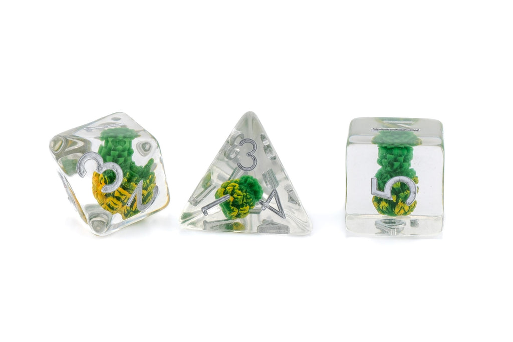 Pineapple Resin DnD Dice Set: 7 Piece Tropical Fruit RPG Dice