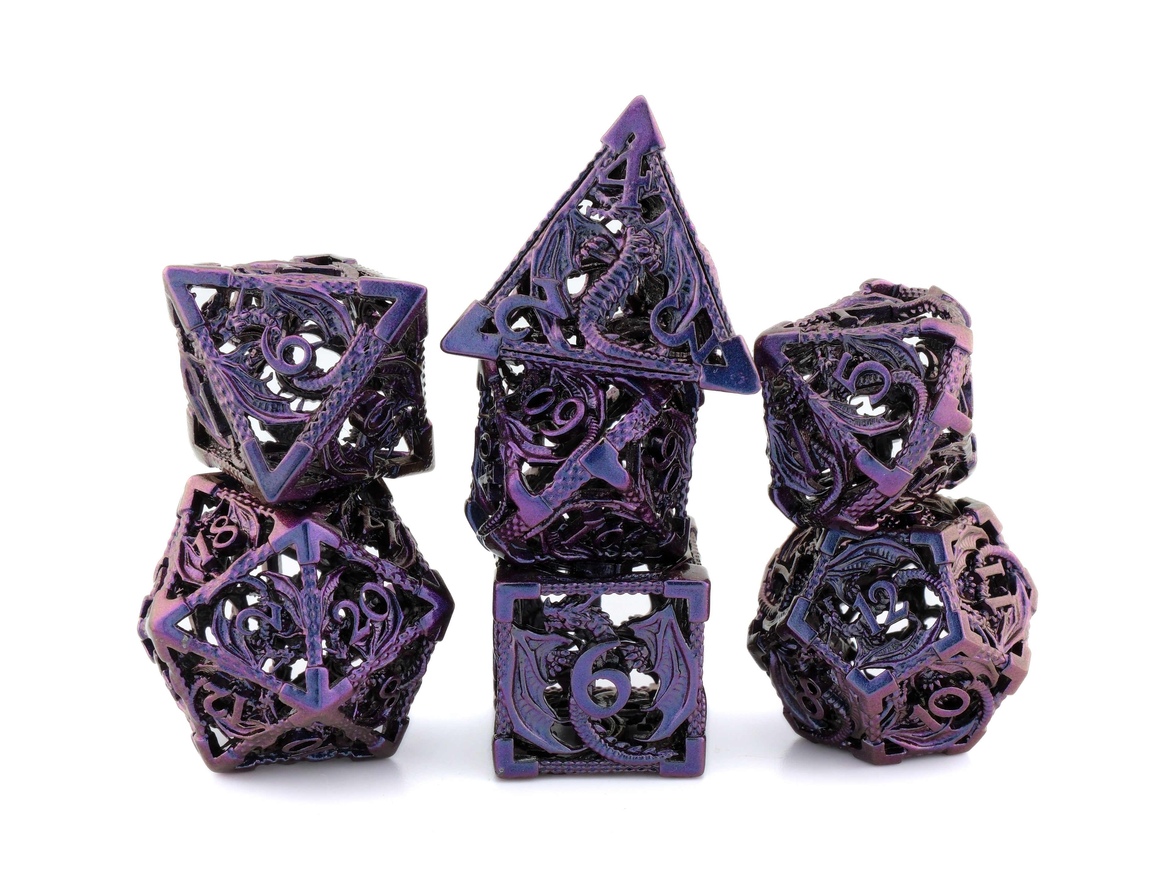 Dragon Hollow Metal DnD Dice Set: 7 Pieve Wyvern RPG Dice