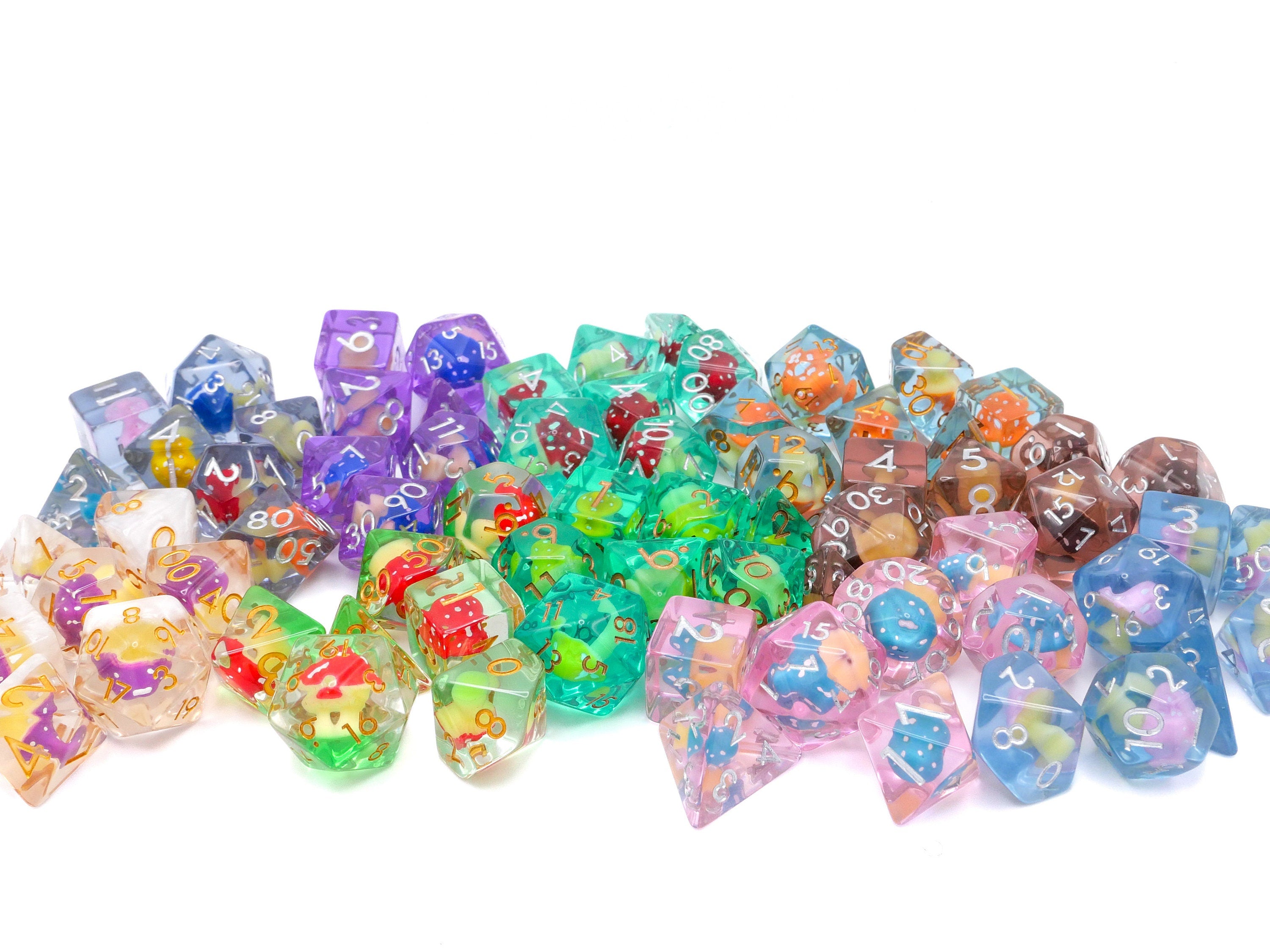 Mushroom Reain DnD Dice Set: 7 Piece Fungus RPG Dice, 10+ Colors