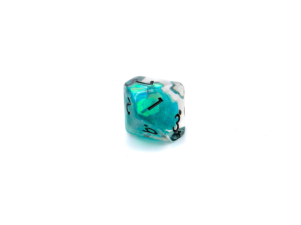 Teal Iceberg DnD Dice Set: 7 Piece Glitter Resin RPG Dice
