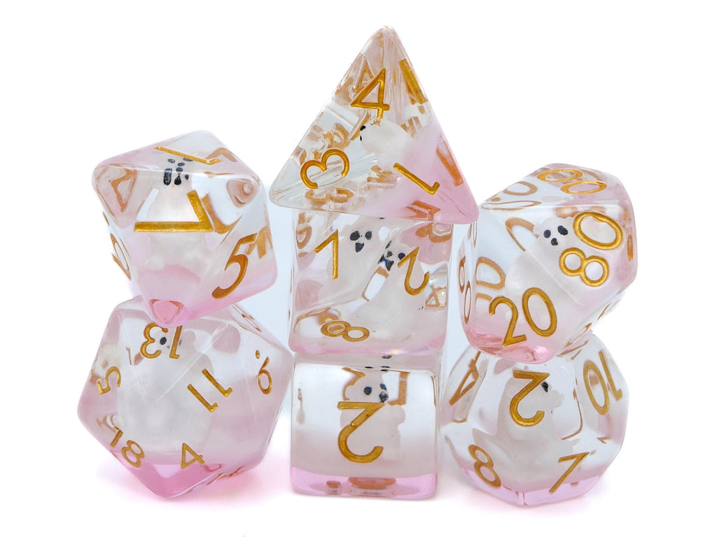 Polar Bear Resin DnD Dice Set: 7 Piece Arctic RPG Dice