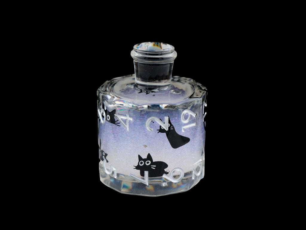 Cat Potion Bottle Liquid Core DnD Dice Set | 7 Piece RPG Dice | Black Kitty | Magical Liquid | Dungeons & Dragons | Tabletop RPG | Nerdy Gif