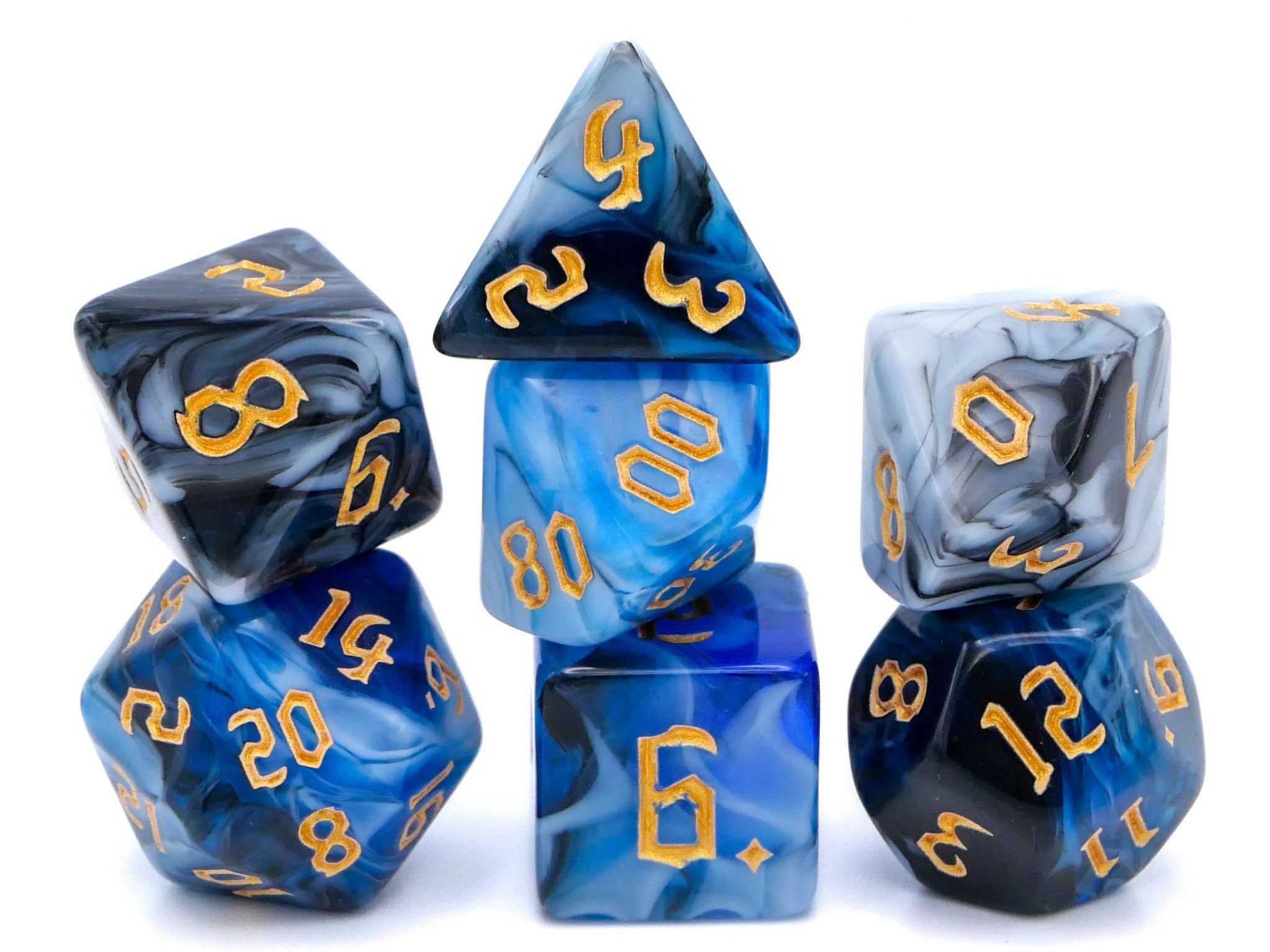 Midnight Star Acrylic DnD Dice Set: 7-Piece RPG Dice