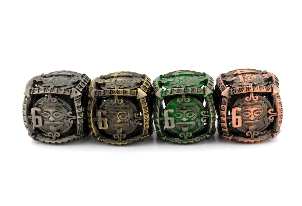 Mystic Tiki Totem Metal DnD Dice Set: 7 Piece Polynesian RPG Dice