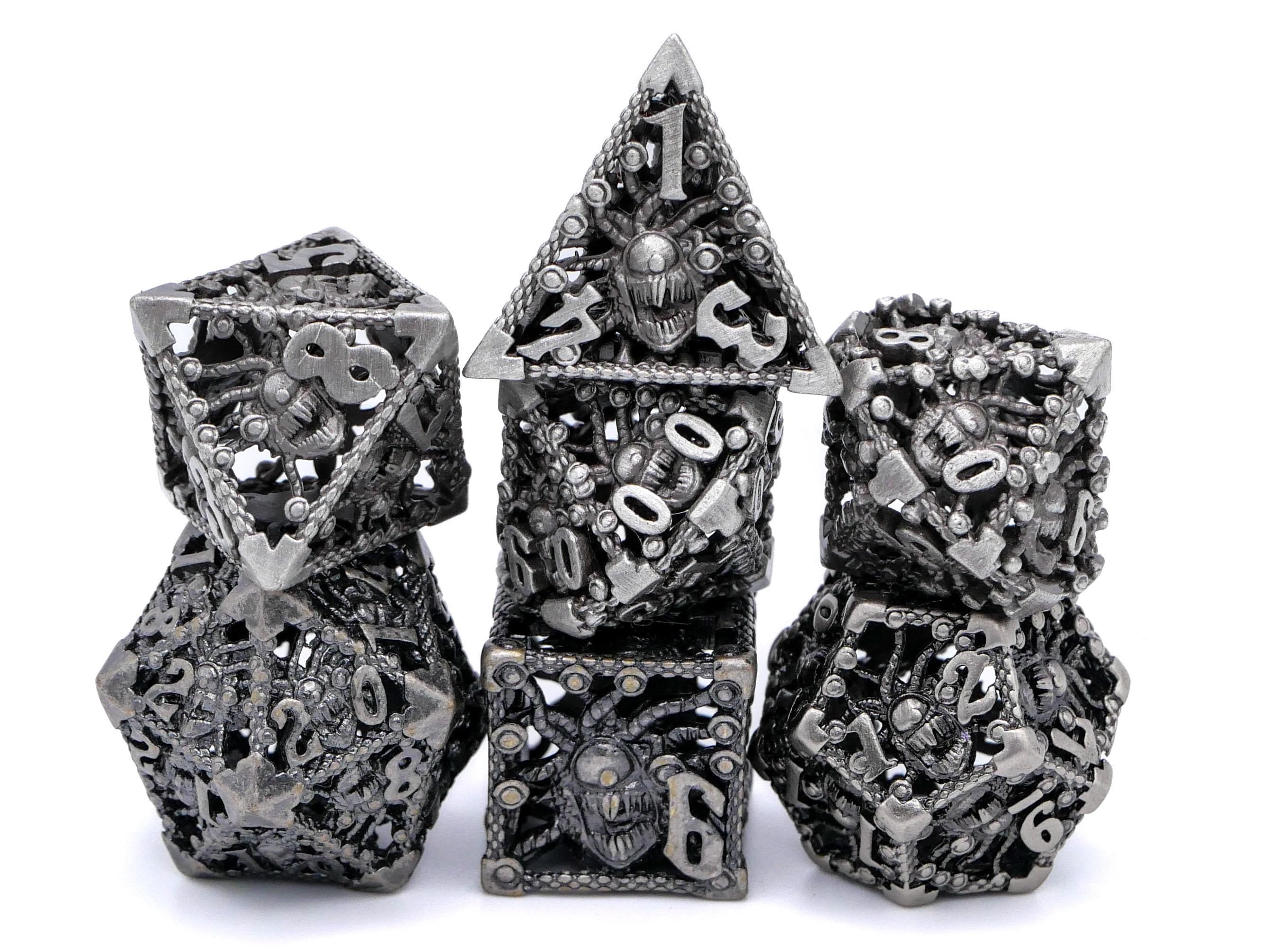 Beholder Hollow Metal DnD Dice Set: 7-Piece Spectator RPG Dice