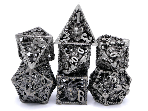 Beholder Hollow Metal DnD Dice Set: 7-Piece Spectator RPG Dice